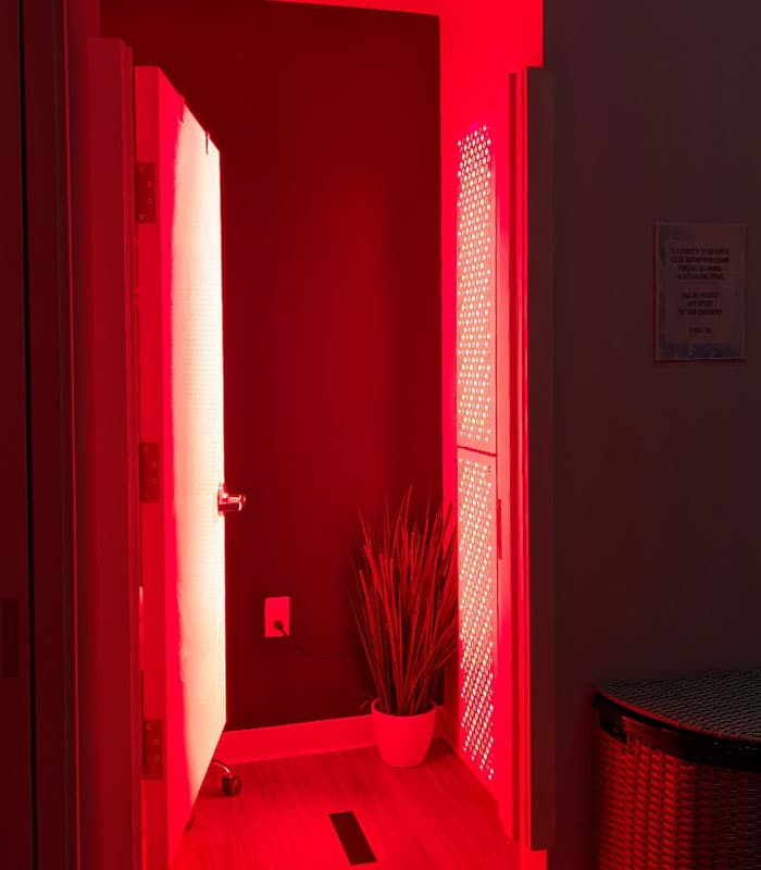 Warm ambient red light therapy suite