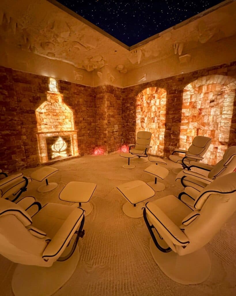 Pure salt crystals in a halotherapy suite